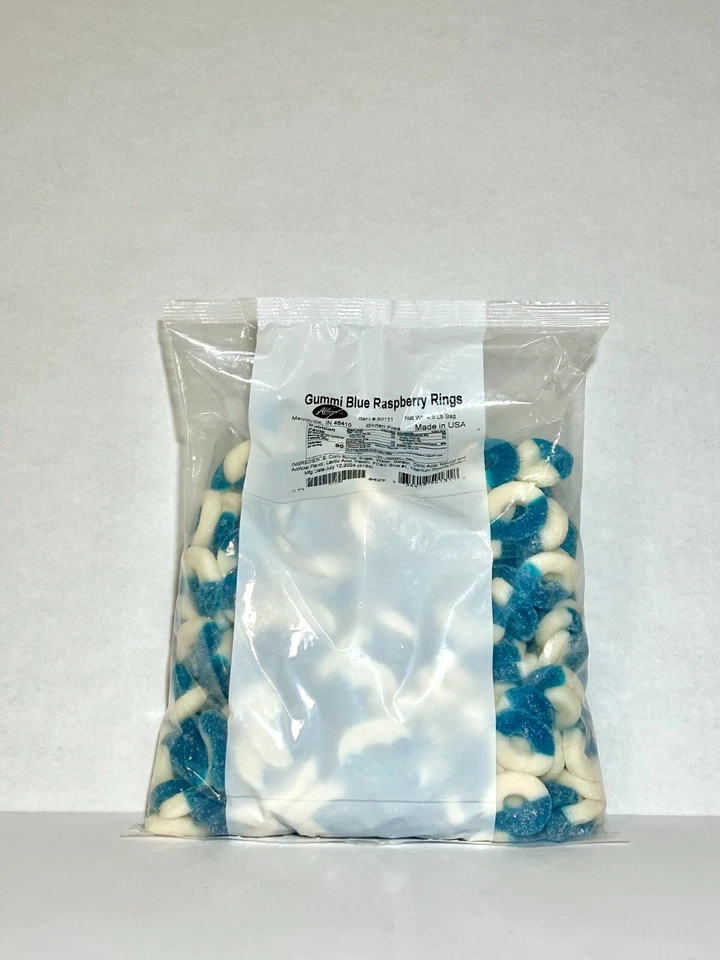 Caramelo anillo gomoso frambuesa azul 8 oz 1 lb 2 lb 3 lb 4 lb 4,5 lb bolsa caramelo fresco Foto 2 de 4