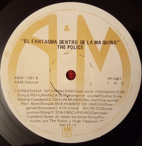 THE POLICE ***The Ghost In The Machine*** ORIGINAL 1981 PRESS LP Venezuela STING - Picture 5 of 5