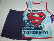 Toddler Boys Outfit SUPERMAN METROPOLIS CITY OF TOMORROW Tank Top Shorts 18 MO
