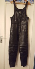 Motorradhose Damen Leder Latzhose Gr.42 Modeka klassisch schwarz Vintage