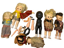 pedigree hard plastic 7"doll's flirty eye ALL REQUIRE ATTENTION bundle 1950s!