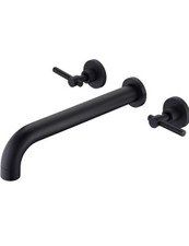 Wall Mount Tub Filler Matte Black Tub faucet High Flow Two Handles Solid Brass,