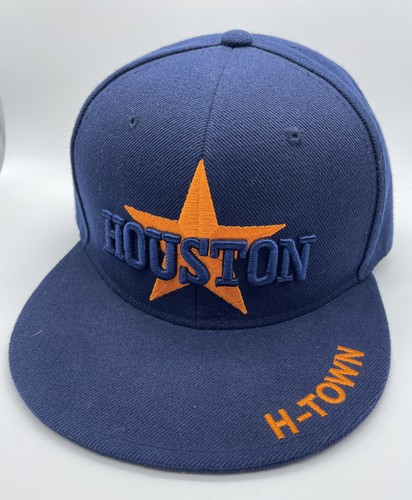 Navy Blue Orange Fitted Baseball Hat 