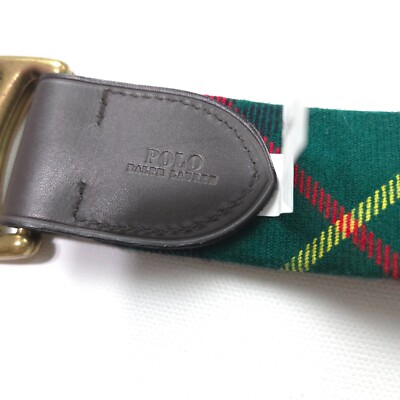 NEW! POLO RALPH LAUREN MENS WOOL BELT 30-32 GREEN BLACK TARTAN