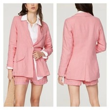 Dl1961 Women's Medium Flamingo Linen Blazer In Pink M Barbiecore Coquette