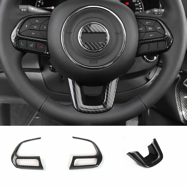 For Jeep Compass 20172020 Carbon Fiber Steering Wheel Button Cover
