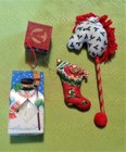 VINTAGE 1970'S / 80'S ~ 2 CHRISTMAS ORNAMENTS 2 DECORATIONS NEW — photo 1