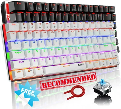 UK Compact 82 Key Gaming Keyboard Mechanical Rainbow LED Wired USB-C For PC Xbox