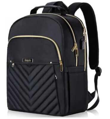 Skaypibs Women's Black Travel Backpack With USB Charging