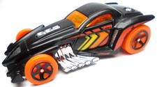 2022 HOT WHEELS BURL-ESQUE BLACK 1:64 DIECAST 2 3/4" CAR W/ ORANGE RED & YELLOW