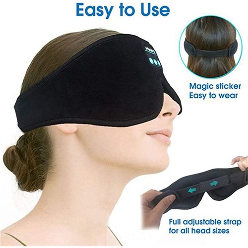 Masque Yeux Stéréo Sans Fil Bluetooth 5.0 Casque Écouteur Sommeil Masque Musique 3D !! - Photo 4 sur 15