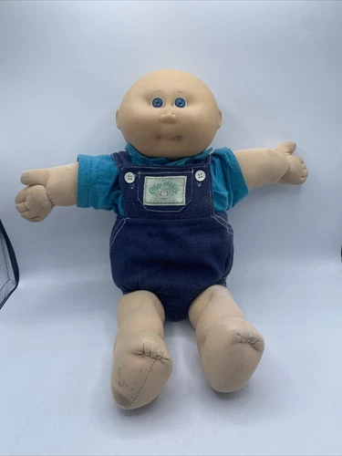 Cabbage Patch Kids 1983 Doll Blue Eyes Original Clothes & Pamper AS IS