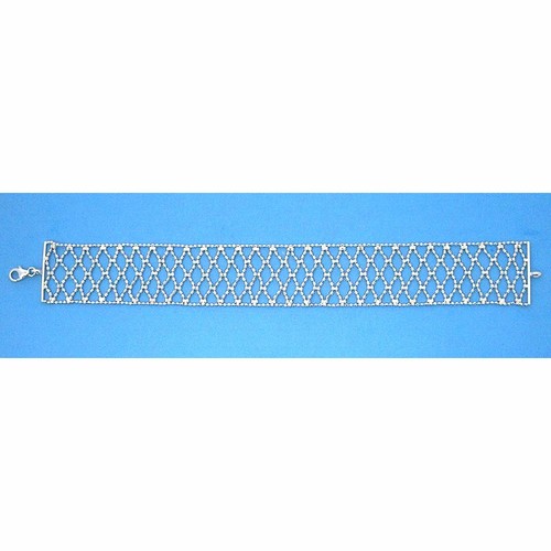 B325W Sterling Silver 7.25" Oxidized Fishnet Dainty Bracelet New Solid 925 - Picture 3 of 3