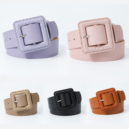PU Leather Belt Snake Skin Pattern Wrap Buckle Denim Jeans Dress Waistband*US - Picture 4 of 25