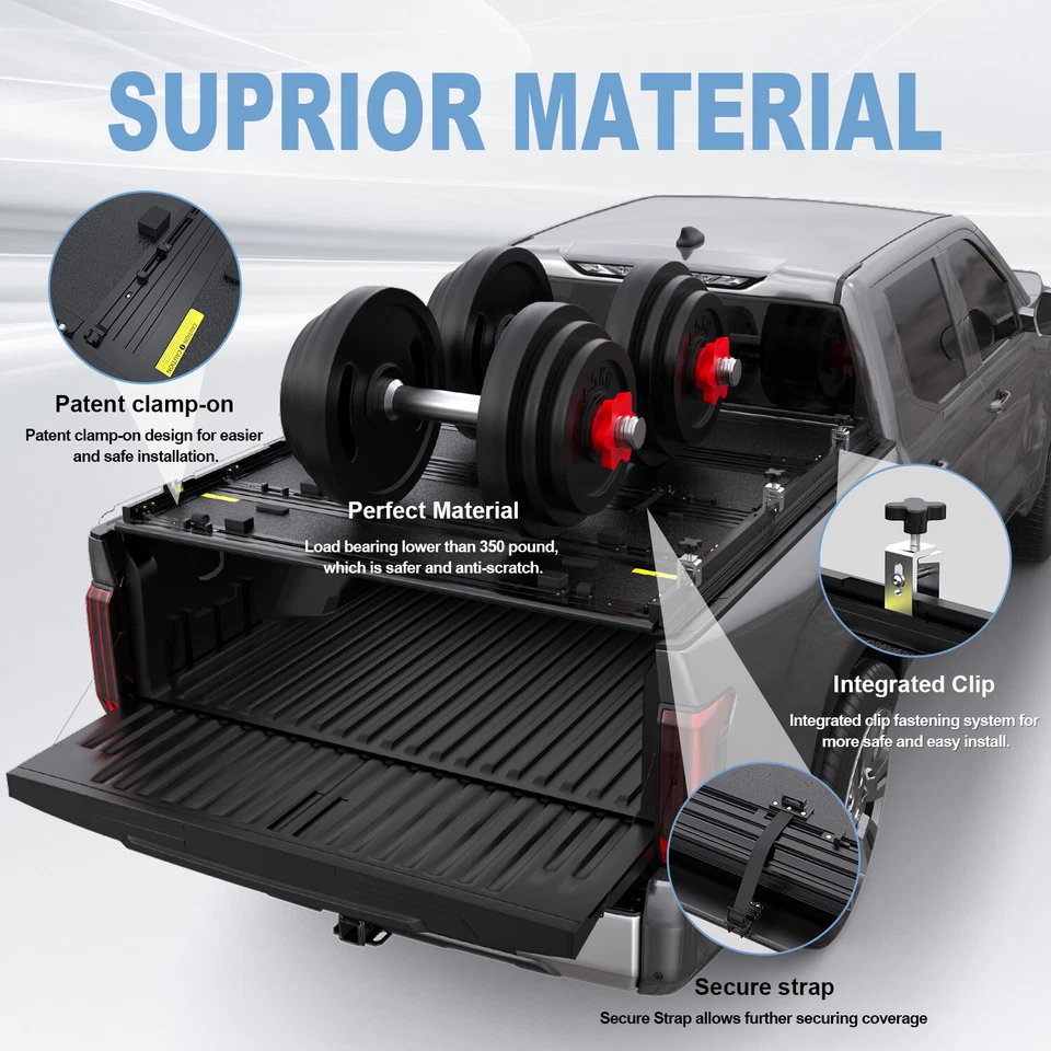 4.5FT 4-Fold FRP Flush-Mount Hard Tonneau Cover Bed For 2021-2025 Ford Maverick - Image 4 of 4