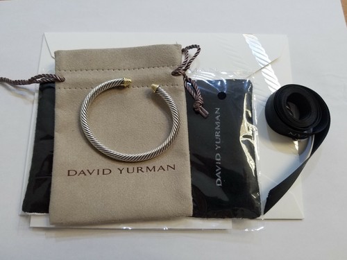 BRAZALETE DAVID YURMAN CABLE CLÁSICO PLATA ESTERLINA CON ORO DE 14 QUILATES - Imagen 4 de 6