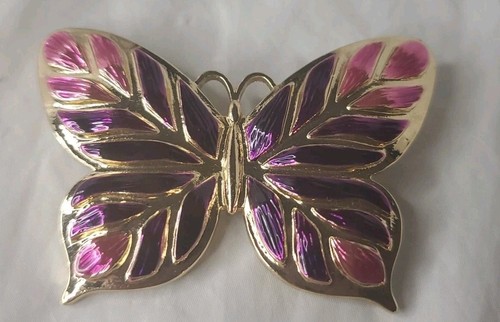 Napier Butterfly Brooch Purple Pink Gold Tone Pin - Picture 2 of 8