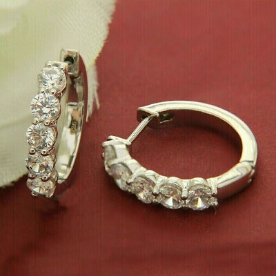 2.27 Ct Round Cut Simulated Diamond Huggie Hoop Earrings 14k Yellow Gold Plated