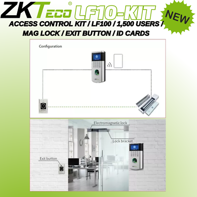 ZKTECO LF10-KIT Access Control KIT 1,500 Users Mag Lock ID ZKTECO LF10-KIT Access Control KIT 1,500 Users Mag Lock ID