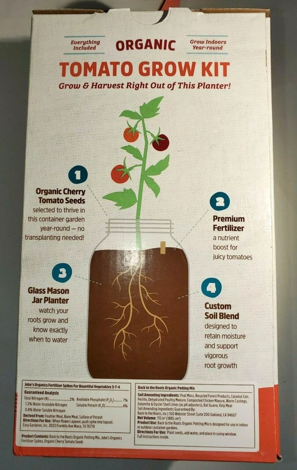 ORGANIC CHERRY TOMATO WINDOWSILL PLANTER (COMPLETE MASON JAR GROW KIT) - Image 2 of 4