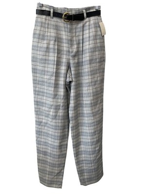 Vintage 90s IC Isaacs Belted Plaid Pant Size 8 Pleated High Rise Deadstock NEW
