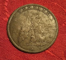 1554 Colonial Medaevil "Battle Ship Map & Bounty Guide" Copper RARE Coin