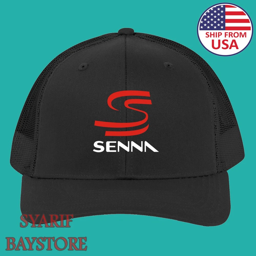 Ayrton Senna Racing Black Trucker Hat Cap Adult Size