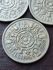 3x 1960 Elizabeth II Two 2 Shilling Coins Florin Florins Circulated Condition