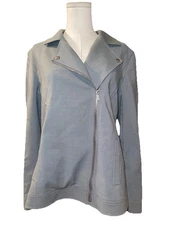 Classiques Entier Wool Blend jacket Gray Front Zip, Pockets, Medium