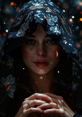 A4 Photo Night Portrait Under Floral Hood - Magic Light - B527