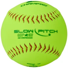 Champro ASA 12" Slow Pitch Softballs .52 COR Durahide Yellow – 1 Ball