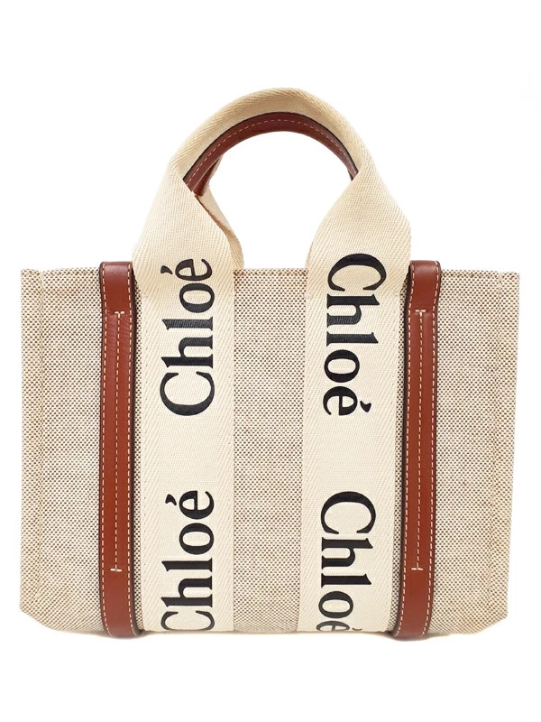 Chloe — Chloe Woody Small Tote Bag Canvas Brown with Box Women's #TB1155