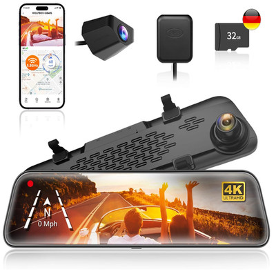 Wolfbox G840S 4K Spiegelkamera 12 Zoll Dual Dashcam WiFi GPS