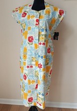 Vintage 1970 Guy Dubois New Floral Print Midi Dress Medium Made in France