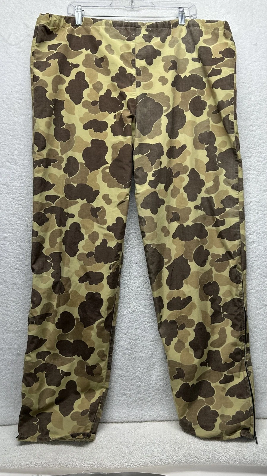 Cabelas Mens Size L Vintage Beige Camo Gore Tex Drawstring Pants