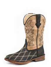 Roper Western Boots Boys Cross Cut Stitched Black 09-018-1900-2482 BL