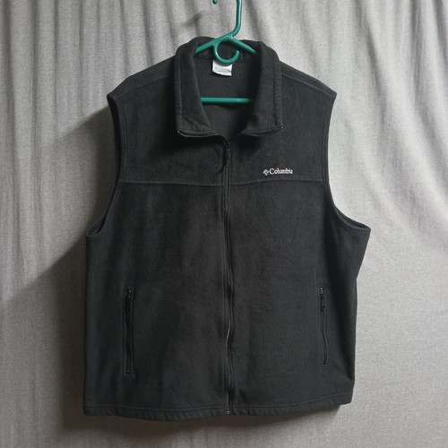 Columbia Fleece Vest Mens SZ 4XL Black Full Zip Polyester Zip Pockets Outdoors