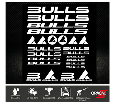 BULLS Premium Aufkleber Set Weiß   MTB Fahrrad Sticker Decals Schriftzug