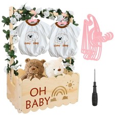 Wooden Baby Shower Crate Closet with Handle, Storage Basket,Baby Clothes Hang...