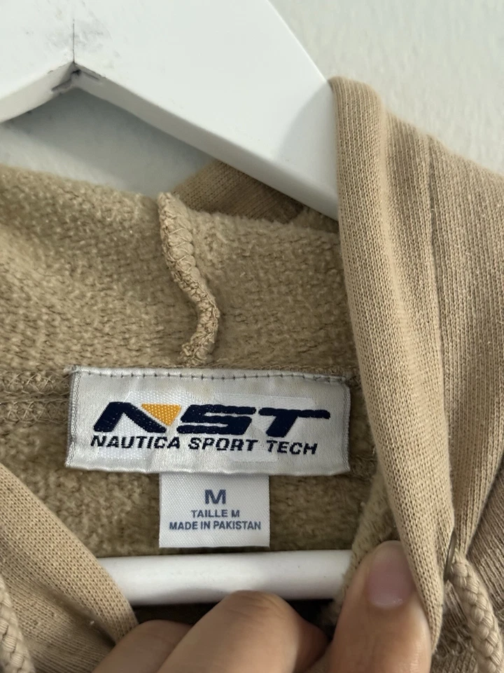 Moletom com capuz vintage anos 90 Y2K Nautica Sport Tech estilo militar bronzeado médio skatista folgado - Imagem 4 de 4