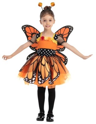 Spooktacular Creations Child Girls Butterfly Toddler(3-4 yrs), Orange