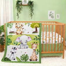 Baby Crib Bedding Set Safari Neutral Crib Nursery Comforter Bed Sets Decor wi...