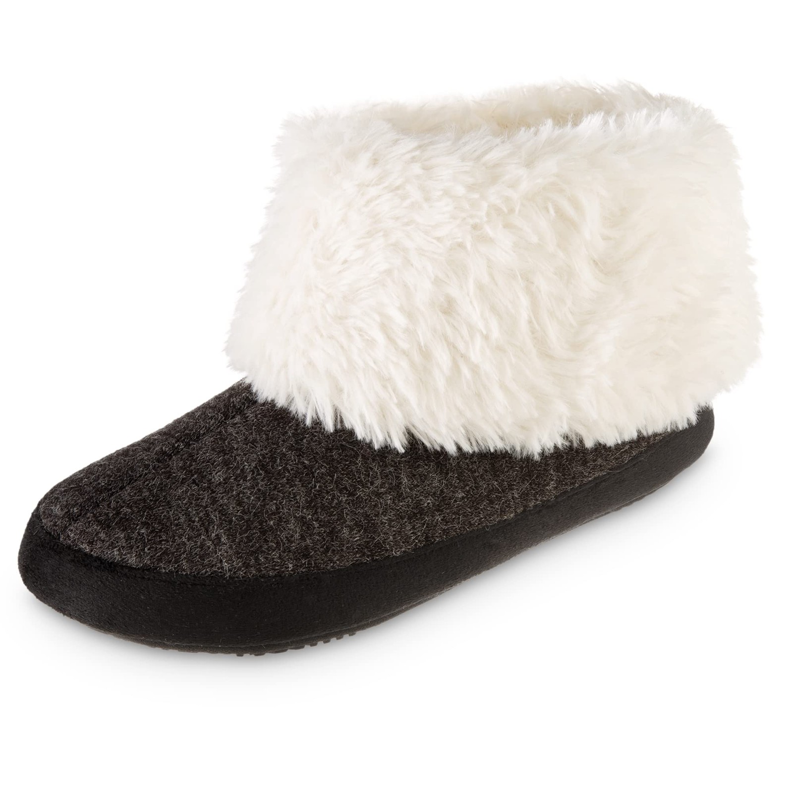 Isotoner Womens Comfort Heather Knit Marisol Boot Slippers Black 65-7 5 7590₽