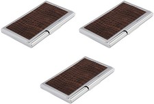 Set of 3 Slim Business Card Holders With Crocodile Leatherette Insert