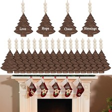 24 Pcs Christmas Stocking Name Tags Christmas Pine Tree Ornaments DIY Wooden ...