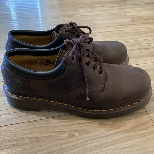 Dr Martens Oxford Shoes Mens Size 10 Brown Leather Slip Resistant Soft Toe 4 Eye - Picture 3 of 16