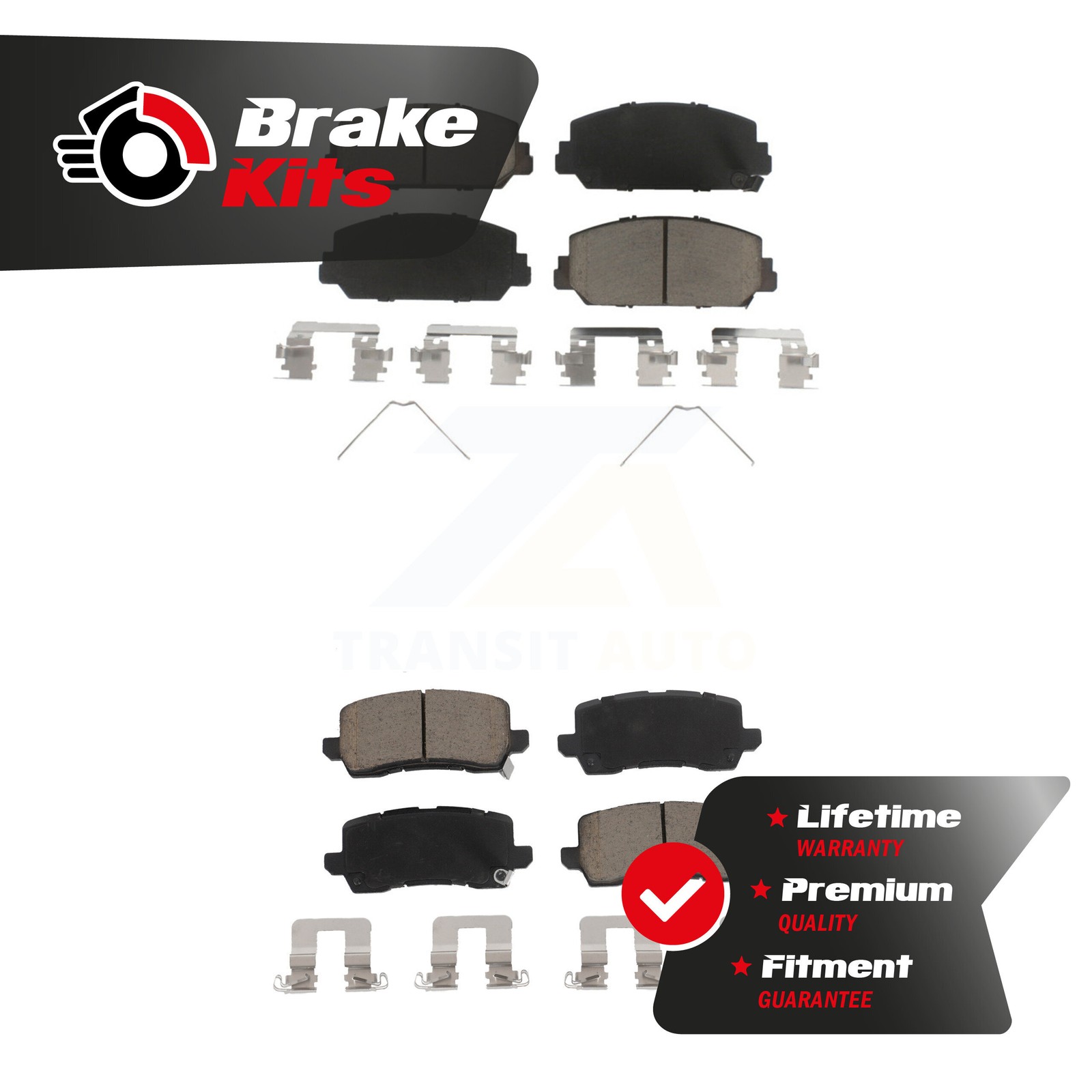 Front Rear Ceramic Brake Pads Kit For 2014-2020 Acura RLX Base Tech Elite