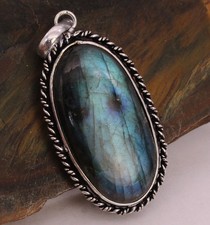 Firey Labradorite 925 Silver Plated Handmade Pendant of 2.3