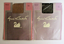 2 Gloria Vanderbilt Nylon Pantyhose Control Top Sz Ample Black  Taupe Vtg