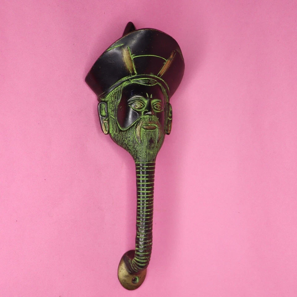 Escultura con forma de cara de marinero estilo victoriano hecha a mano manija de puerta de latón Foto 2 de 4